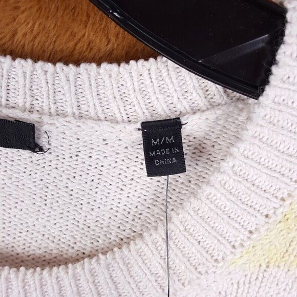 ATM Sweater Mens Medium Cream Painted Stripe Pullover Cotton Blend Knit $395 - Picture 3 of 9